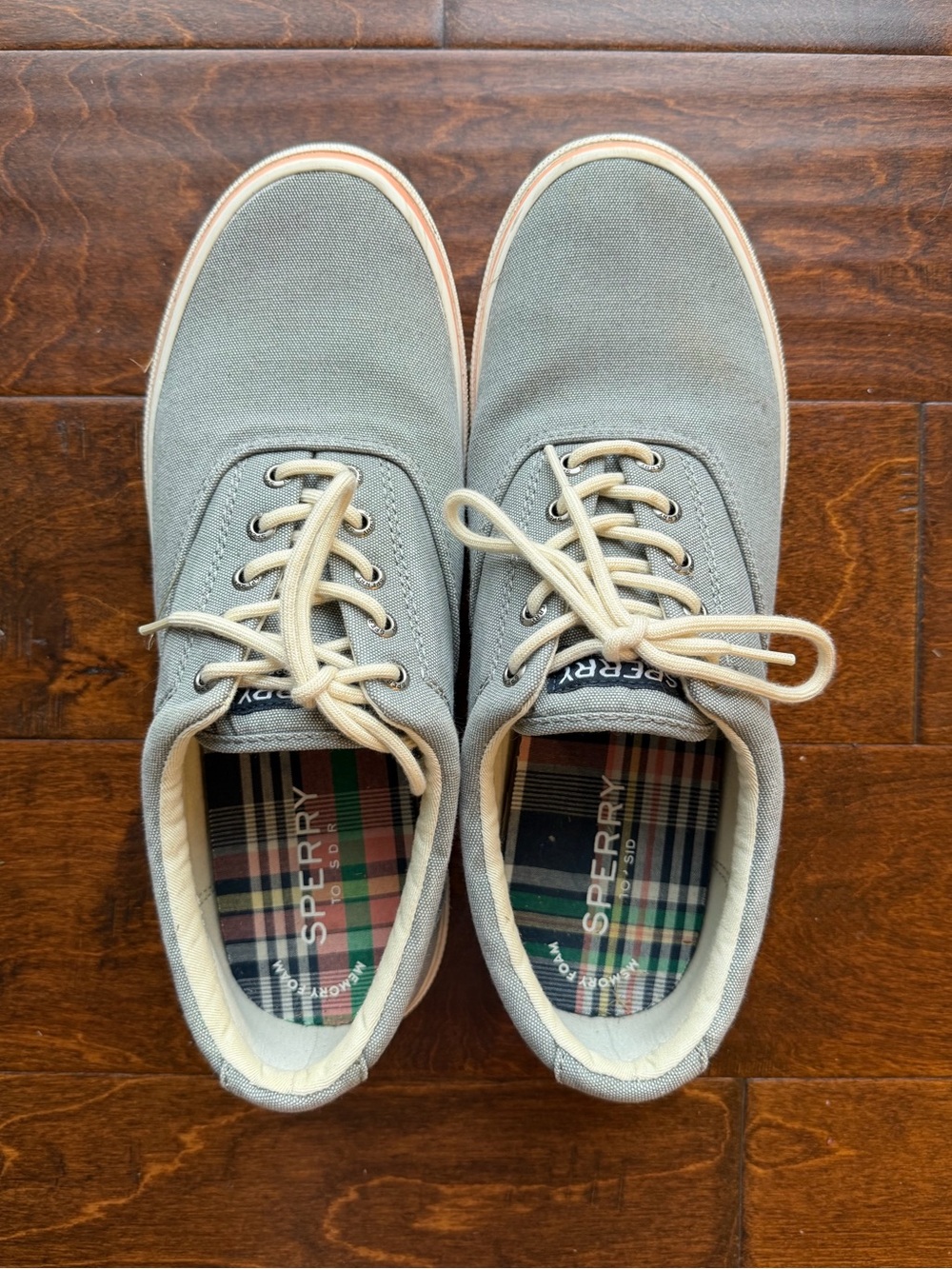 Sperry Men's Light Gray Canvas Lace-Up Boat Shoes
